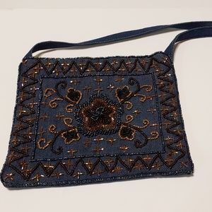 Small Denim Beaded Purse